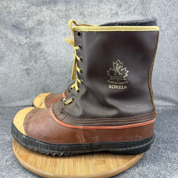 Vintage Sorel Boots Mens Size 11 Brown Leather Steel Toe Waterproof Canada 70s main image 5